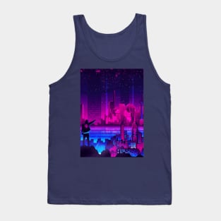 Cyberpunk And Digital Buildings. Tank Top